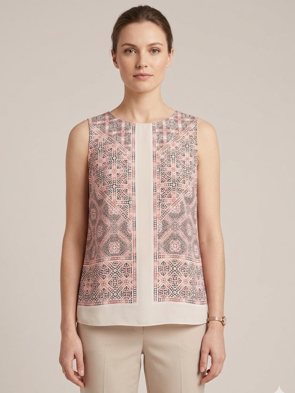 NIC+ZOE Pink Patterned Sleeveless Shell